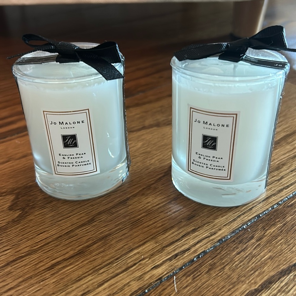 Two Jo Malone candles, English pear and freesia